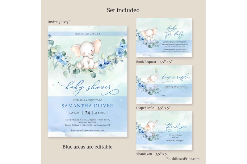 dusty-blue-floral-baby-elephant-and-eucalyptus-baby-shower-invite
