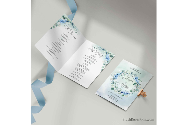 eivy-greenery-eucalyptus-wreath-dusty-blue-flowers-wedding-program