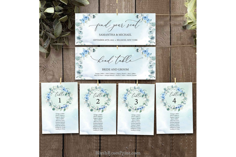 eivy-dusty-blue-floral-eucalyptus-wreath-wedding-seating-chart-cards