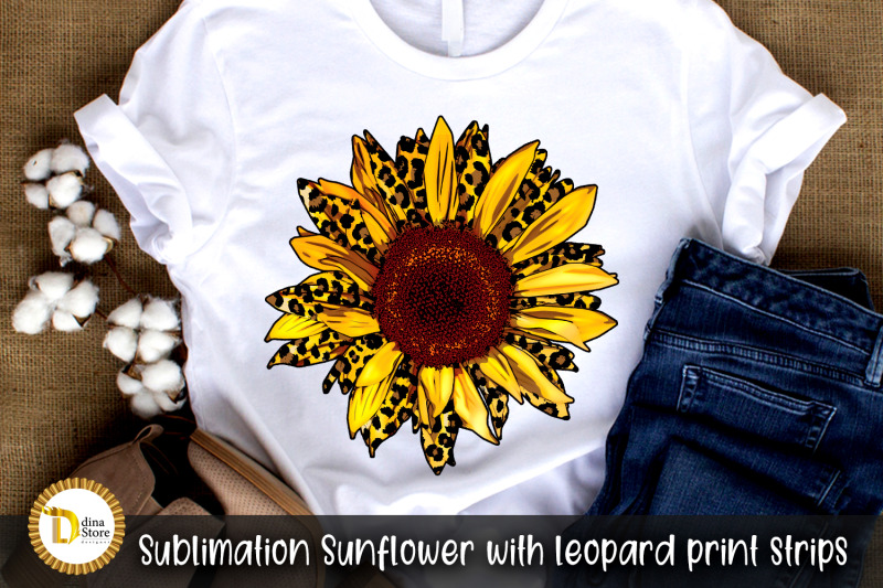 sublimation-sunflower-with-leopard-print-strips