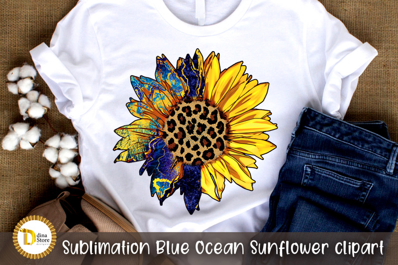 sublimation-blue-ocean-sunflower-clipart