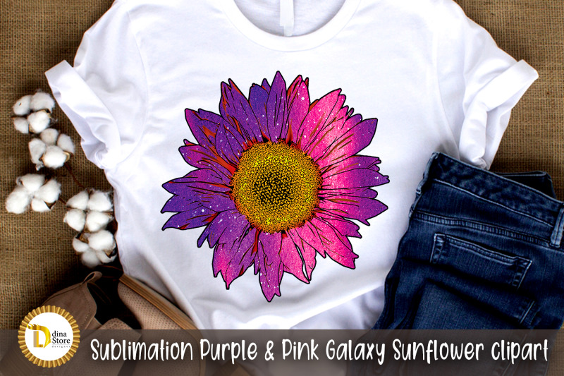 sublimation-purple-amp-pink-galaxy-sunflower-clipart