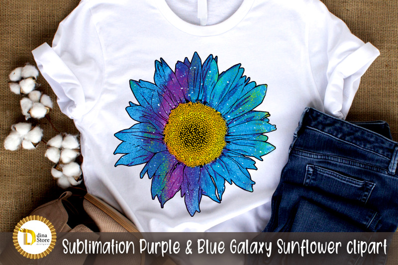 sublimation-purple-amp-blue-galaxy-sunflower-clipart