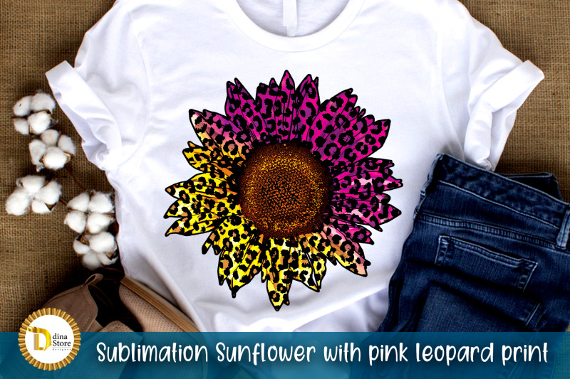 sublimation-sunflower-with-pink-leopard-print