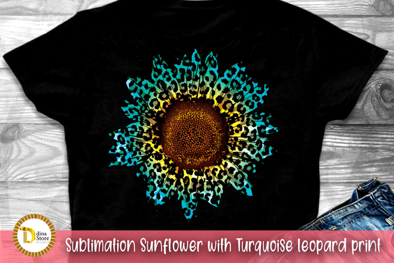 sublimation-sunflower-with-turquoise-leopard-print