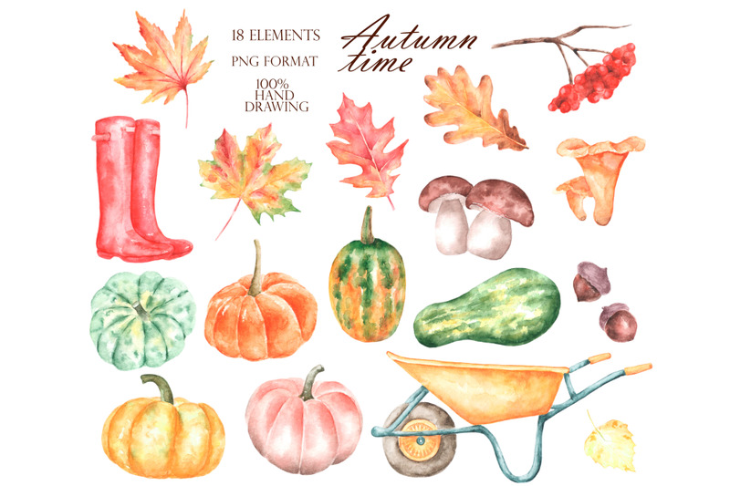 autumn-watercolor-clipart-pumpkins-clipart-autumn-leaves-clipart