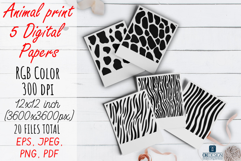 black-animal-digital-papers-pack-animal-prints