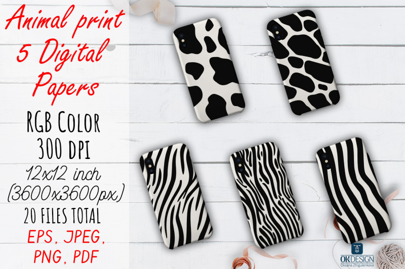 black-animal-digital-papers-pack-animal-prints