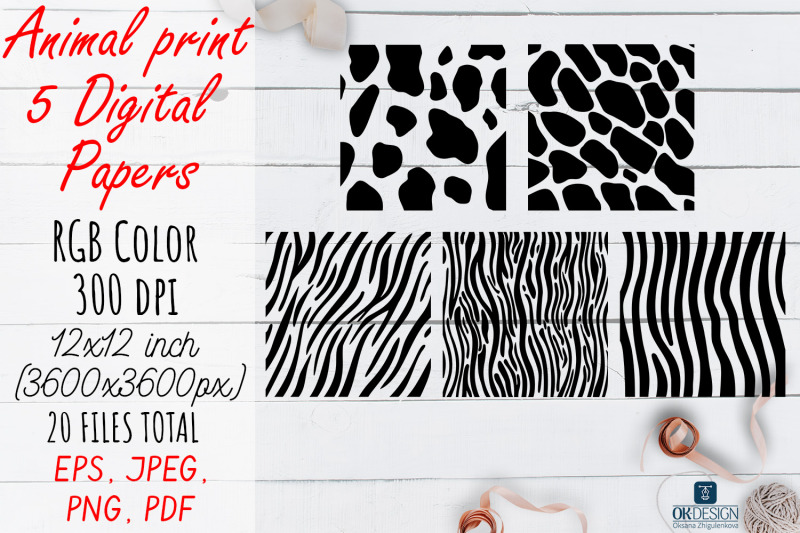 black-animal-digital-papers-pack-animal-prints