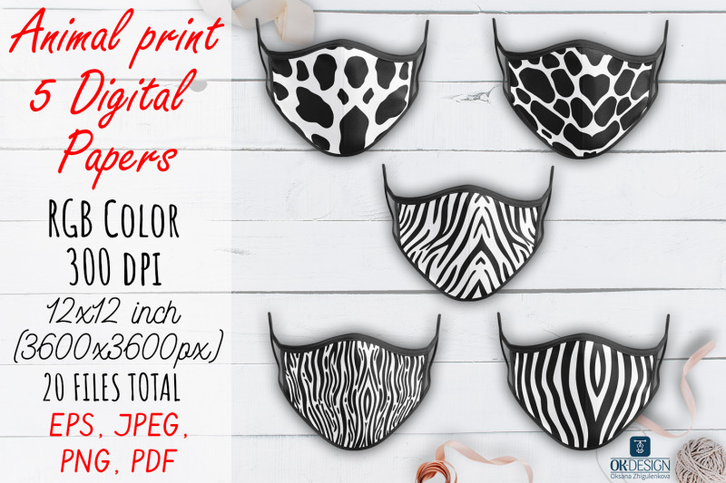 black-animal-digital-papers-pack-animal-prints