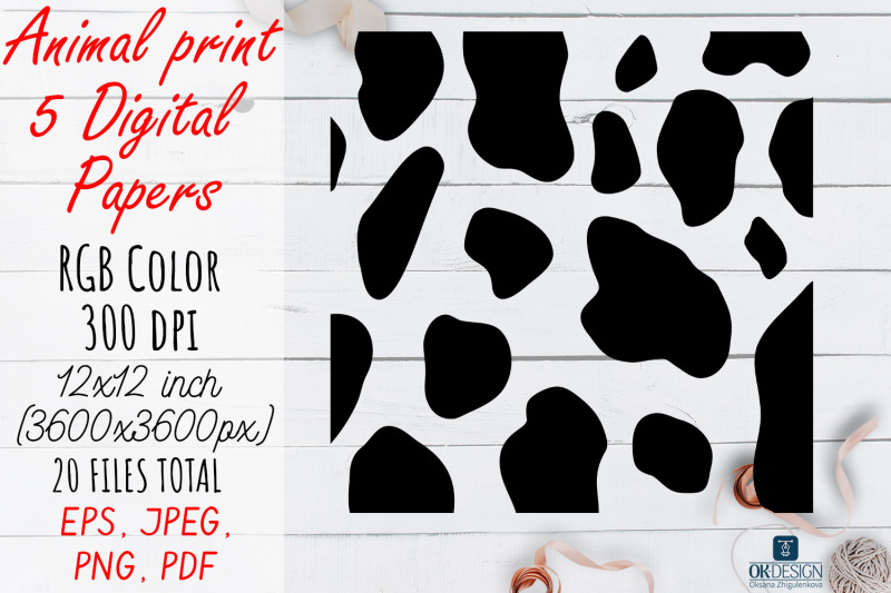 black-animal-digital-papers-pack-animal-prints