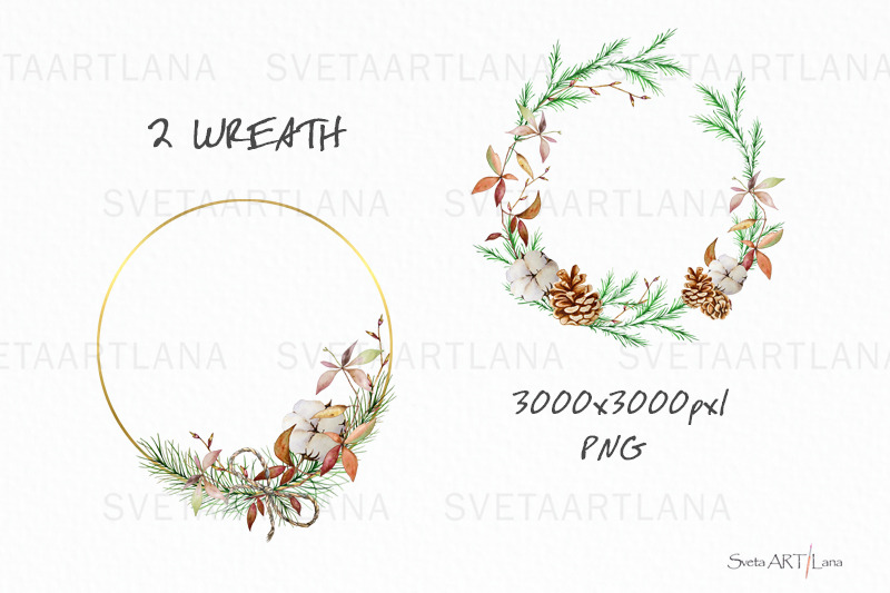 christmas-greenery-decor-watercolor-wreath-clipart-png