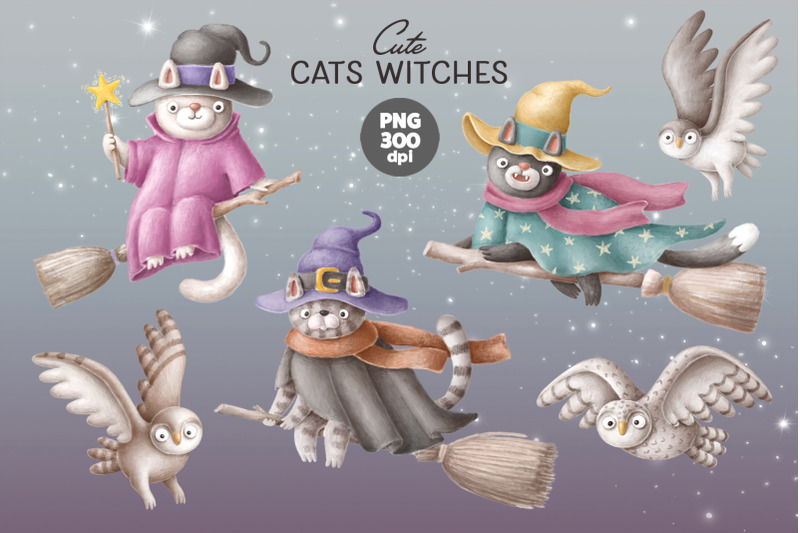 cute-cat-witches-and-owls