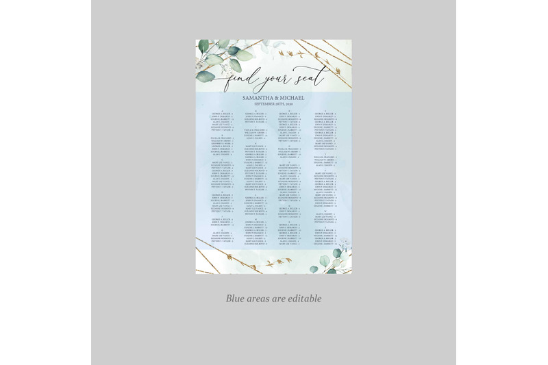 anys-greenery-and-gold-geomeric-frame-wedding-seating-chart-editable