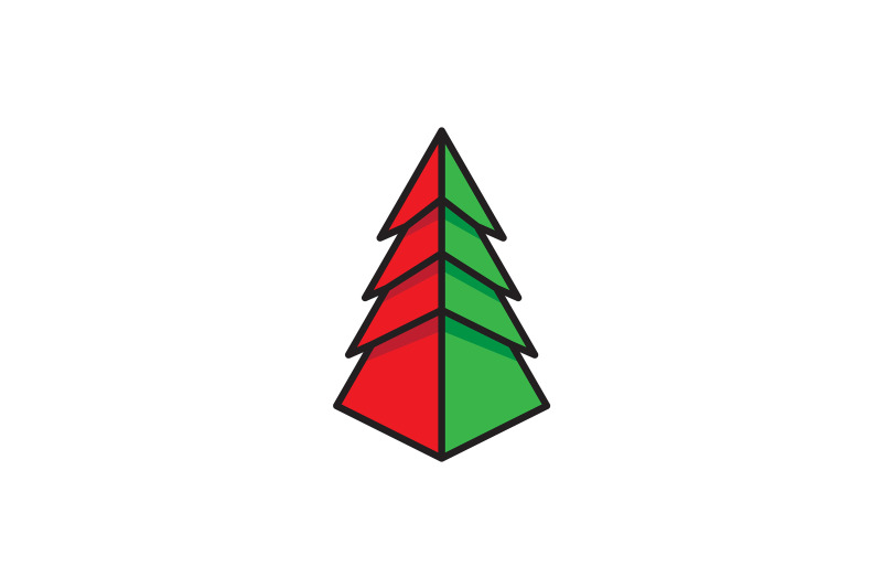two-sides-tree-christmas-icon
