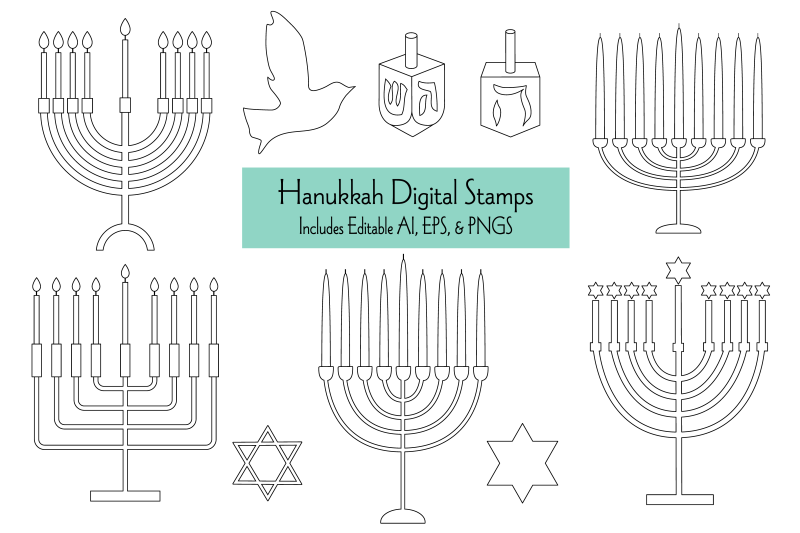 hanukkah-illustration-digital-stamps