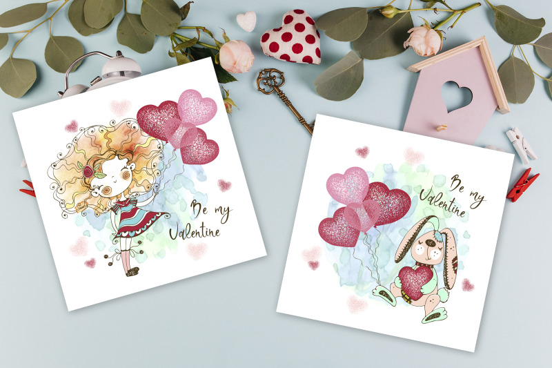 funny-valentine-watercolor-cards-digital-clipart-valentines-birthday