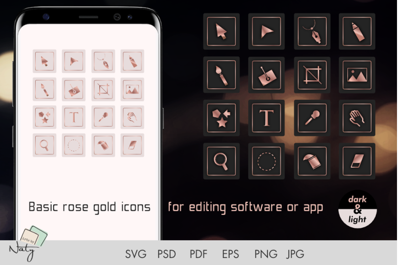 basic-rose-gold-icons-for-editing-software-or-app