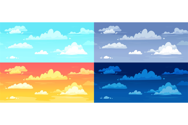 cartoon-cloudy-skies-in-different-parts-of-day-background-illustration