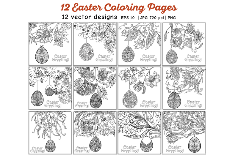 12-coloring-page-set