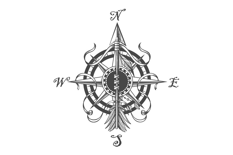 navigation-compass-and-indian-arrow-tattoo