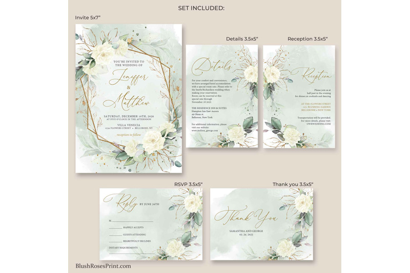 simy-white-roses-eucalyptus-greenery-gold-wedding-invitaitons-suite