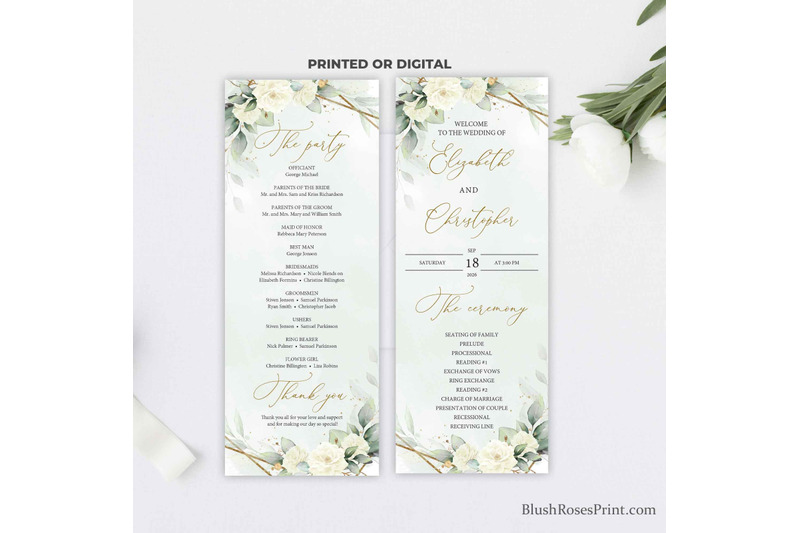 simy-white-roses-wedding-ceremony-program-template-editable-digital