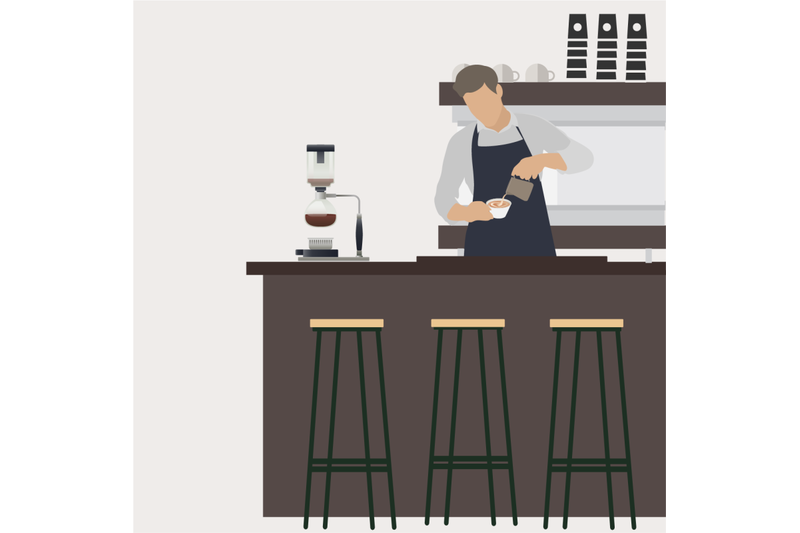 barista-at-workplace-makes-coffee-vector-barista-man