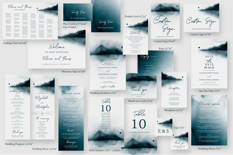 editable-wedding-invitation-bundle-templates-winter-forest-green-grey