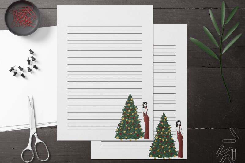 stylish-girl-with-christmas-tree-stationery