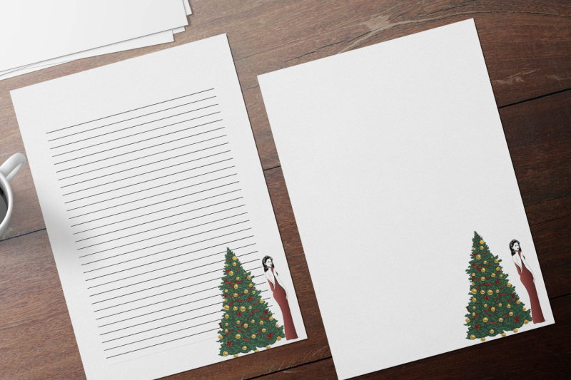 stylish-girl-with-christmas-tree-stationery