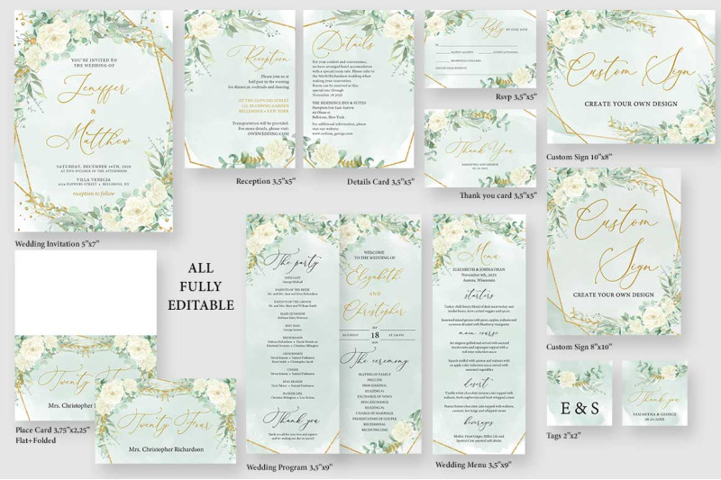 white-roses-eucalyptus-green-and-gold-wedding-bundle-editable-template