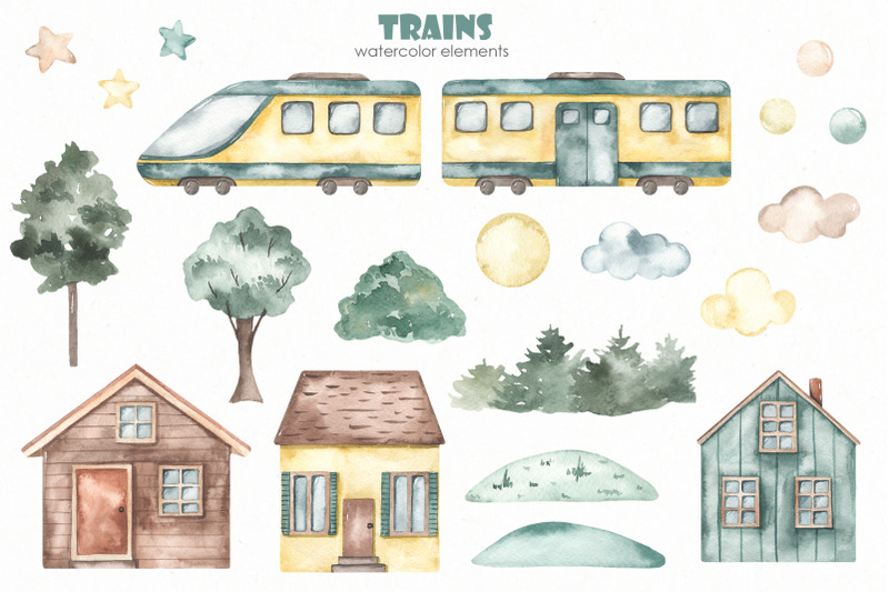 trains-watercolor-collection