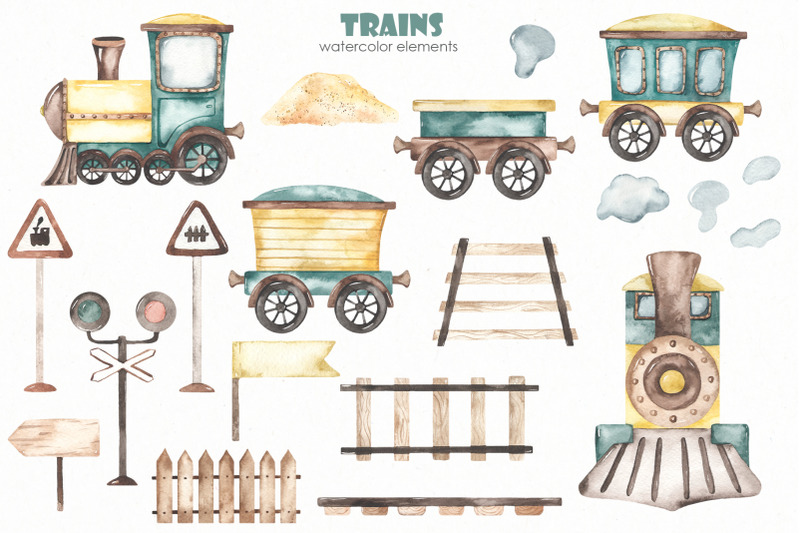 trains-watercolor-collection
