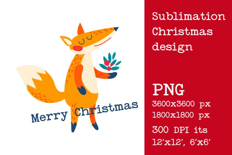 sublimation-christmas-fox-design
