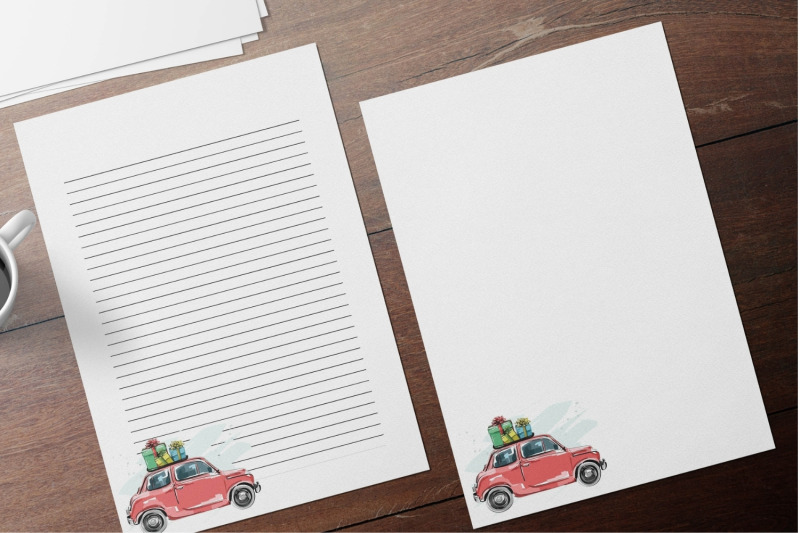 elegant-christmas-stationery-papers-christmas-car-with-gifts