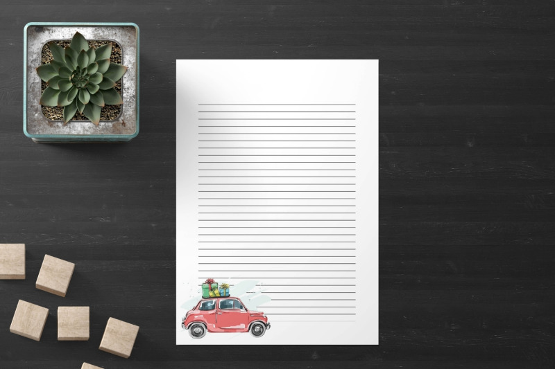 elegant-christmas-stationery-papers-christmas-car-with-gifts