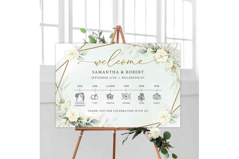 simy-wedding-timeline-editable-template-white-roses-greenery-digital