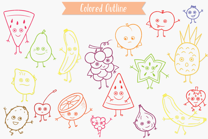 colored-fruit-characters-hand-drawn-kawaii-food-cartoon