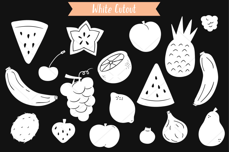 white-fruits-hand-drawn-food