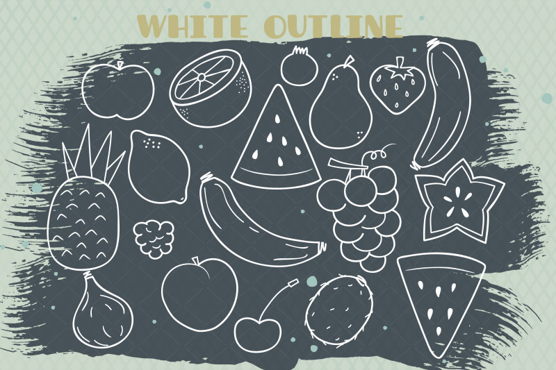 white-fruits-hand-drawn-food