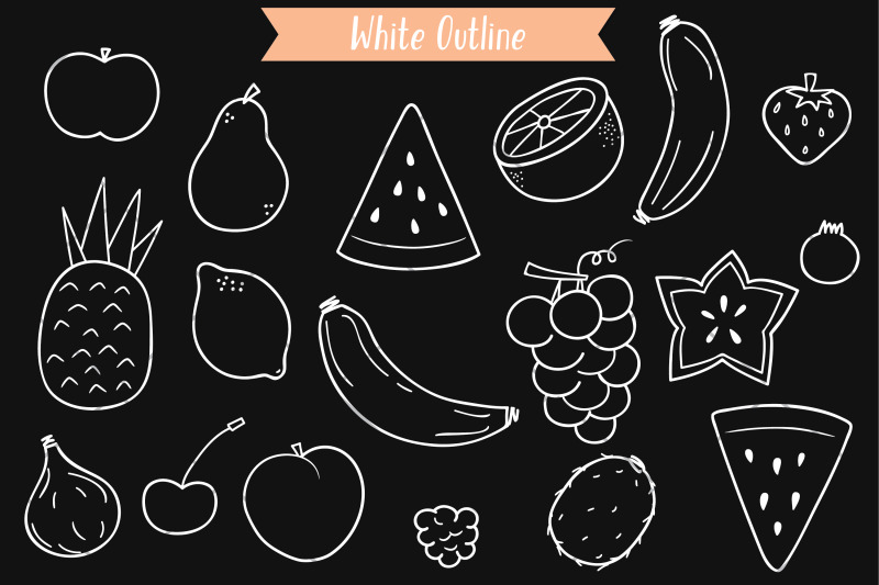 white-fruits-hand-drawn-food