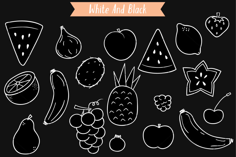 white-fruits-hand-drawn-food