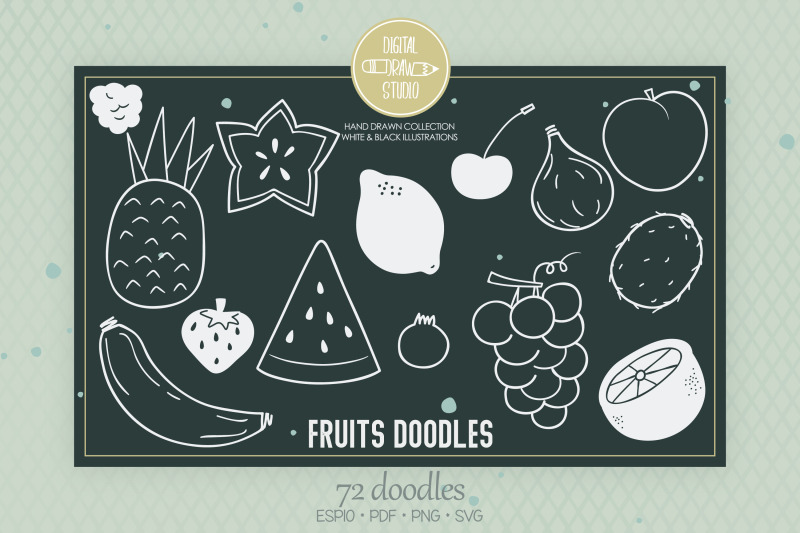 white-fruits-hand-drawn-food