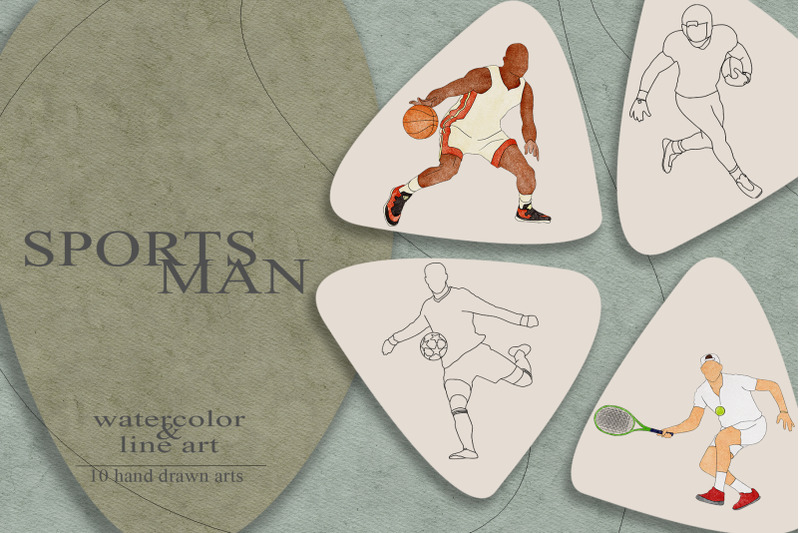 watercolor-and-vector-sportsman-hand-drawn-clipart