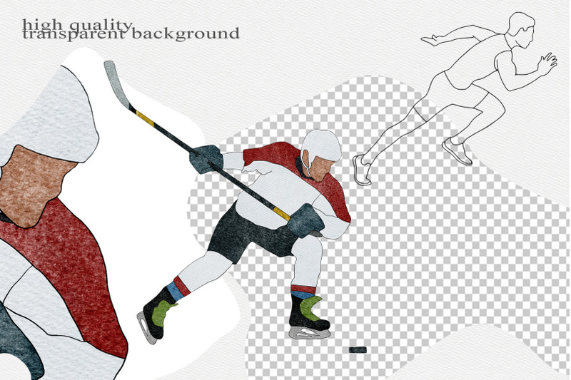 watercolor-and-vector-sportsman-hand-drawn-clipart