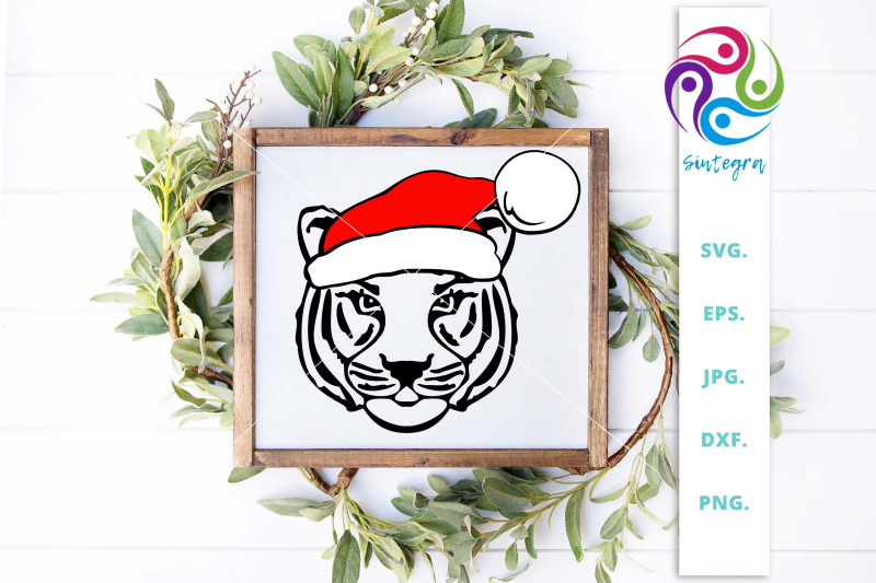 tiger-with-christmas-hat-svg-file
