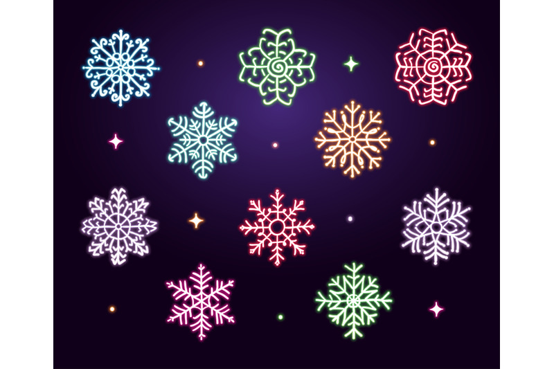 neon-colorful-hand-drawn-artistic-christmas-icons-xmas-snowflakes