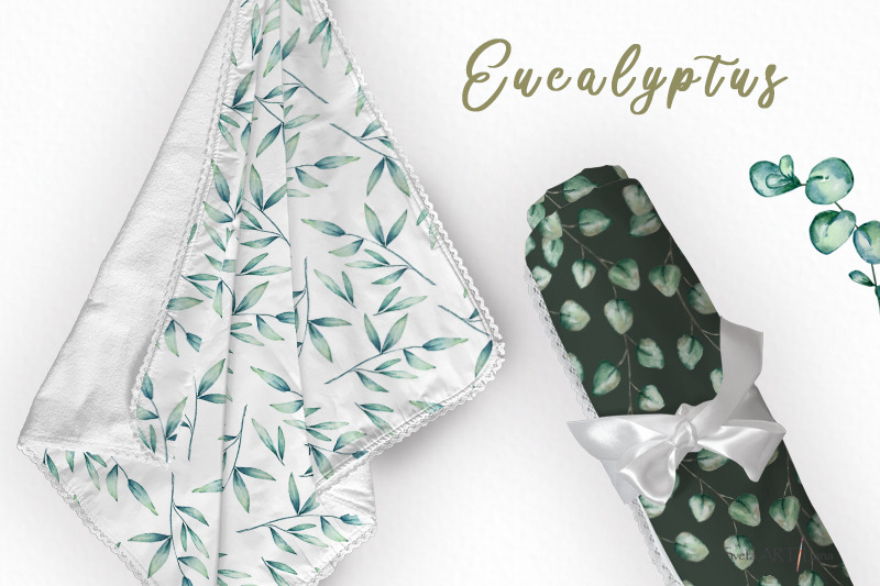 watercolor-eucalyptus-digital-paper-clipart