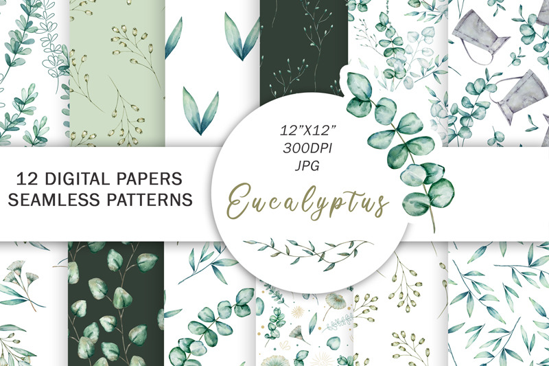 watercolor-eucalyptus-digital-paper-clipart